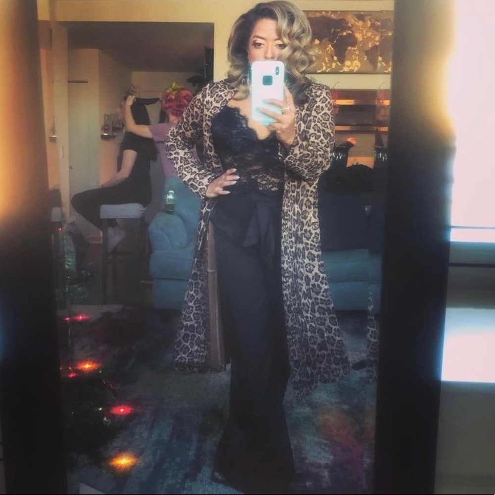 Stunning leopard-print floor-length coat